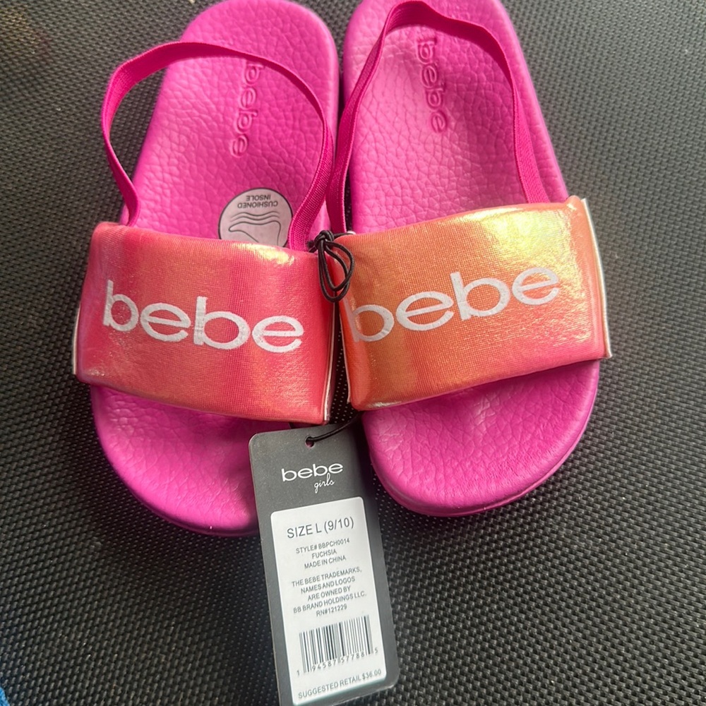 BEBE GIRLS TODDLER FUSCHIA/ORANGE SANDAL/SLIDES: NWT: SZ L (9/10)